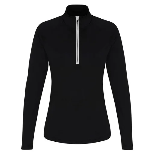 TriDri® Dámske tričko s dlhým rukávom a 1/4 zipsom - Čierna / biela | L