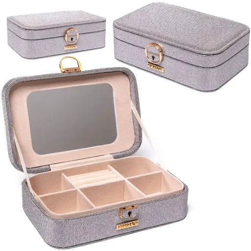 Elegantná sivá šperkovnica s kľúčikom - Peterson