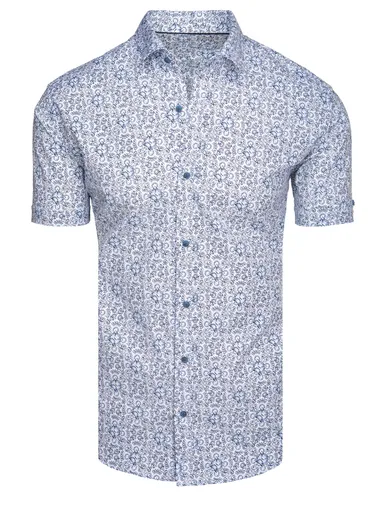 Pánska košeľa so vzorom s krátkym rukávom modrá Dstreet KX1054