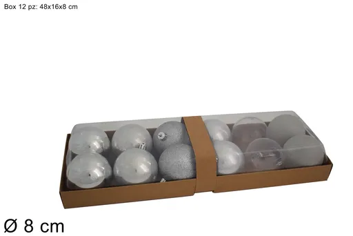 MAKRO - Gule vianočné strieborné 8cm, balenie 12ks