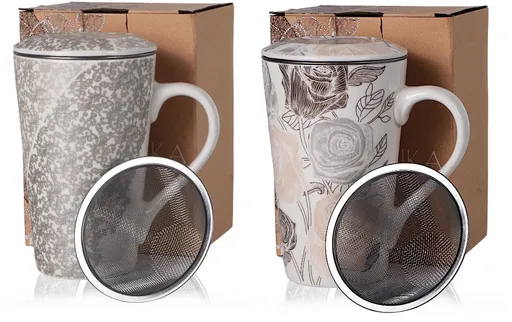 VERONI - Hrnček s čajítkom 400ml ANIKA rôzne dekory