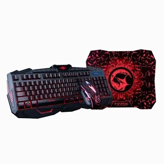 Marvo KM400 KM400+G1 CZ/SK, sada klávesnice s herní myší a podložkou, CZ/SK, herní, membránová typ drátová (USB), černá, podsvícená