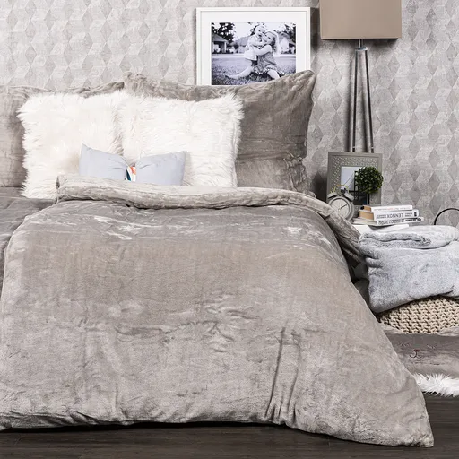 4home obliečky mikroflanel sivá, 140 x 220 cm, 70 x 90 cm