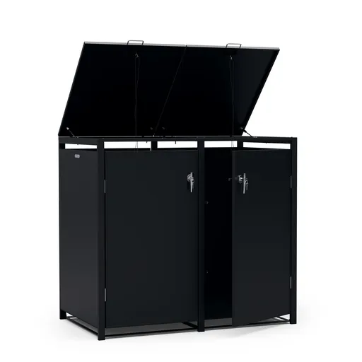 Blumfeldt BinSafe, box na odpadky, 2 odpadkové koše, 240 l, uzamykateľný, pozinkovaná oceľ odolná voči poveternostným vplyvom