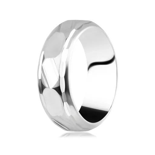 Prsteň zo striebra 925 - brúsené nepravidelné tvary v strede - Veľkosť: 62 mm