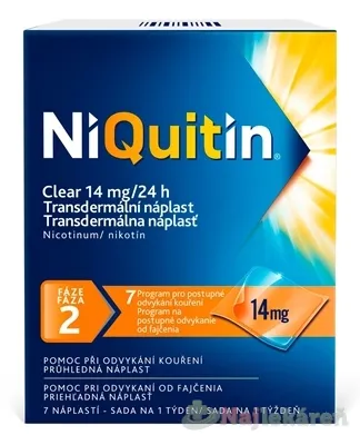 NiQuitin Clear 14mg náplasti proti fajčeniu 7ks