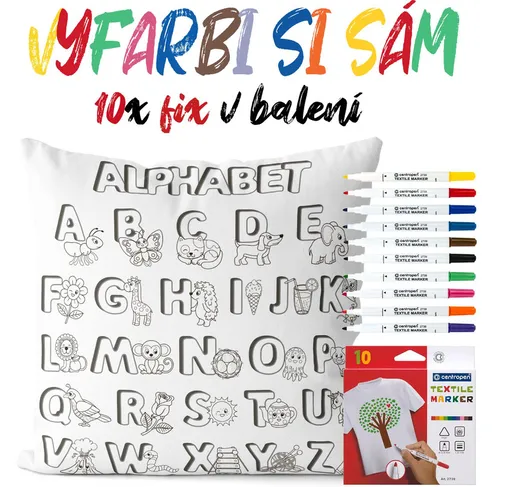 Vankúšik na vyfarbenie Alphabet (Velikost polštáře: 40 x 40 cm)