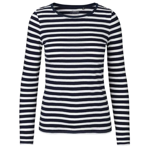 Neutral Dámske tričko s dlhým rukávom z organickej Fairtrade bavlny - Biela / tmavomodrá | L