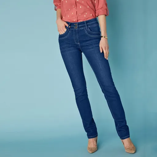 Rovné strečové džínsy so zapraným vzhľadom