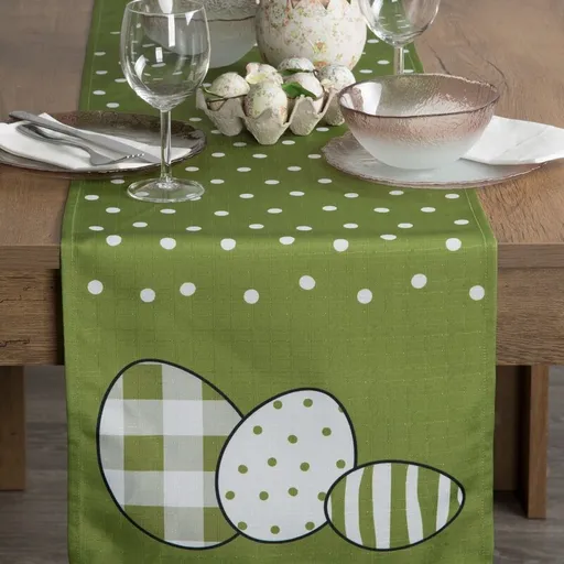 ArtFir Veľkonočný behúň EASTER 3 | zelená/biela 35 x 140 cm