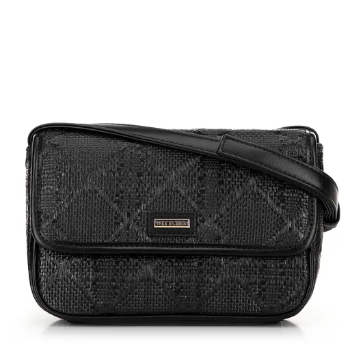 Pletená crossbody s klopou malá čierna