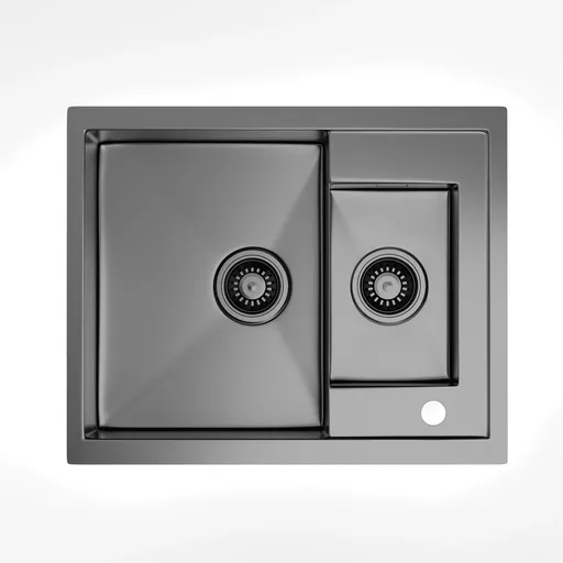 Klarstein TitanSteel kuchynský drez, 61 x 50 cm, 2 umývadlá, nehrdzavejúca oceľ, žiaruvzdorný