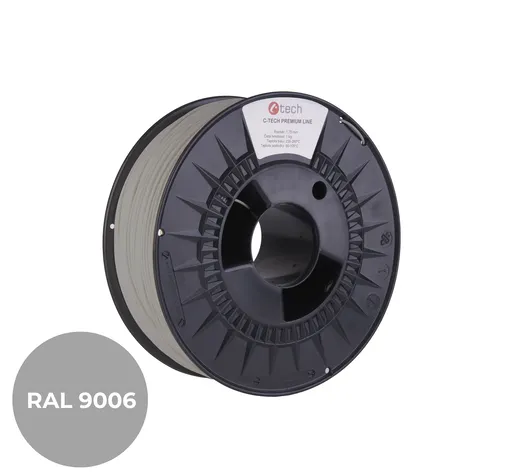 C-Tech 3DF-P-PLA1.75-9006 3D filament, PREMIUM LINE, PLA, biely hliník, RAL9006, 1,75mm, 1kg