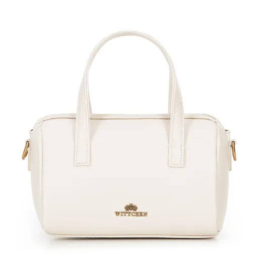 Dámsky malý kabelka z kože krémový 100-4E-212-0