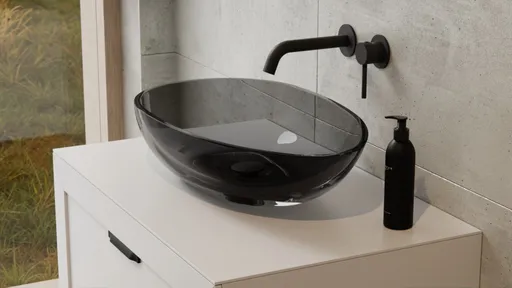 BESCO - Umývadlo na dosku NEYA zo syntetickej živice - Farba - Čierna , Farba sifónu - Biela KENEYA60BW