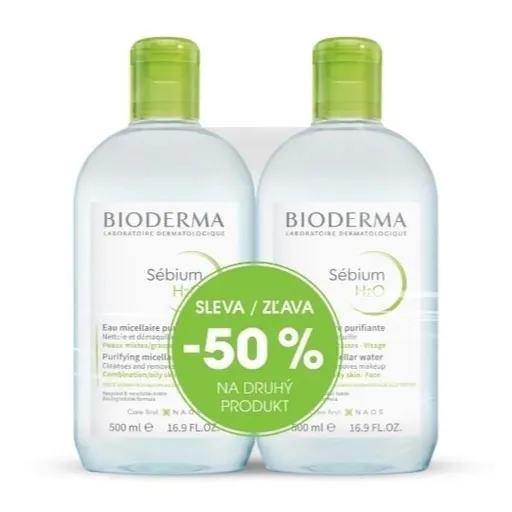 Bioderma Sébium H20 čistiaca micerálna voda 500 ml + čistiaca micerálna voda 500 ml darčeková sada