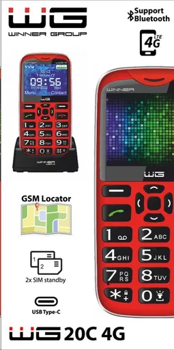 WG - Mobilný telefón WG20C, 4G, tlačidlový, červená
