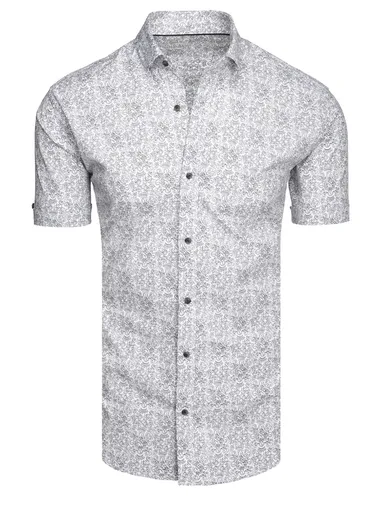 Pánska košeľa so vzorom s krátkym rukávom svetlosivá Dstreet KX1055