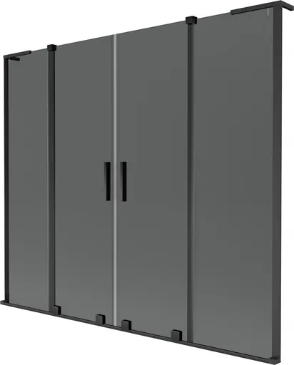 MEXEN/S - Velar L Duo dvojkrídlová posuvná vaňová zástena 200 x 150, grafit, čierna - 896-180-003-42-70 896-200-003-42-70