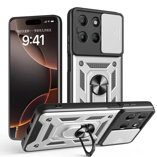 RING CAMERA Kryt s držiakom pre Motorola Moto G15 / G15 Power strieborný