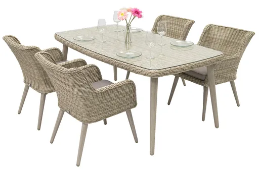 DEOKORK Záhradná ratanová zostava VICTORIA 1+4 (béžová)