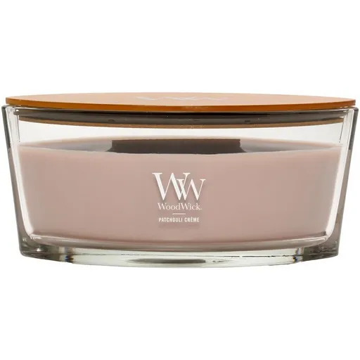 Woodwick Vonná sviečka loď Patchouli Creme, 453 g