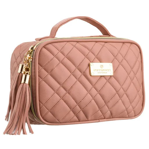 Ružová dámska kozmetická taštička s úchytom