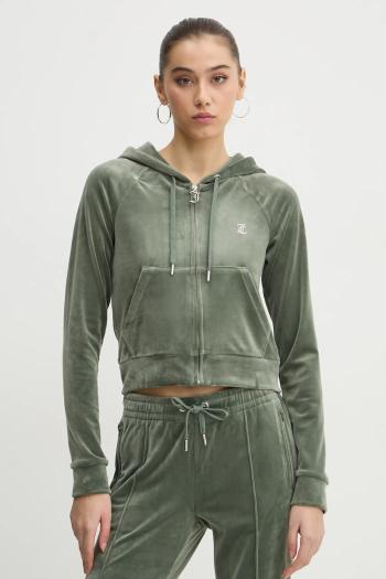 Mikina Juicy Couture dámska, zelená farba, s kapucňou, s nášivkou, JCWA122001