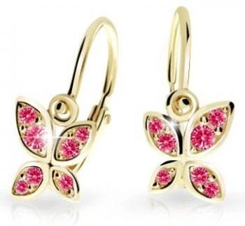 Cutie Jewellery Detské náušnice zo žltého zlata Motýliky C2259-10-X-1 fuchsiová