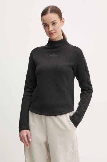 Mikina adidas Originals INTERLOCK LS dámska, čierna farba, jednofarebná, JJ0937