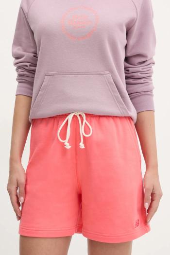 Bavlnené šortky New Balance dámske, oranžová farba, jednofarebné, vysoký pás, WS41508DTR