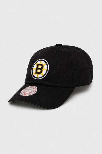 Bavlnená šiltovka Mitchell&Ness Boston Briuns čierna farba, s nášivkou