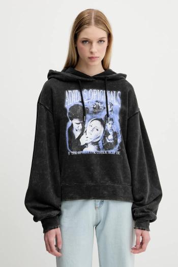 Bavlnená mikina adidas Originals Buffy Hoodie čierna farba, s kapucňou, s potlačou, JW0155