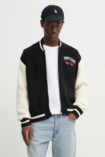 Bavlnený kardigán Tommy Jeans čierna farba, DM0DM20306