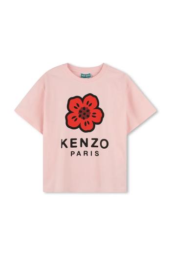 Detské bavlnené tričko Kenzo Kids oranžová farba, s potlačou, K61058