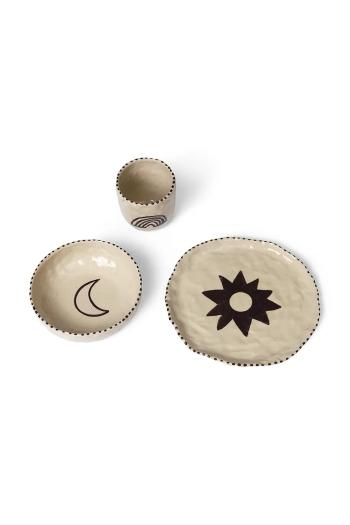 Detská raňajková súprava ferm LIVING Naive Ceramic Set 3-pak béžová farba