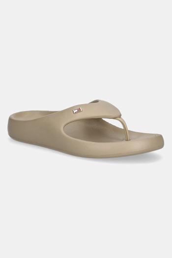 Šľapky Tommy Hilfiger TH COMFORT BEACH SANDAL dámske, béžová farba, na plochom podpätku, FW0FW08522