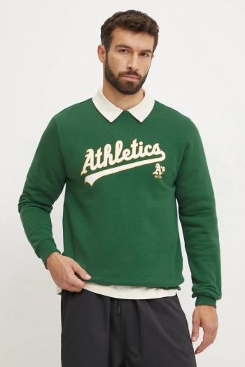Mikina 47 brand MLB Oakland Athletic pánska, zelená farba, s nášivkou, BB018PEMIBC654773DG