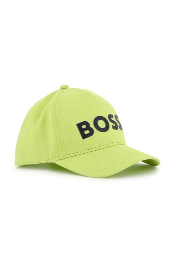Detská bavlnená šiltovka BOSS zelená farba, s nášivkou, J51681