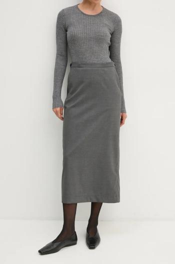Sukňa s prímesou vlny Remain Suiting Midi Skirt šedá farba, midi, puzdrová, 5018931959