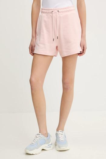 Bavlnené šortky Guess Jeans dámske, ružová farba, jednofarebné, vysoký pás, W5GD0O K68I4