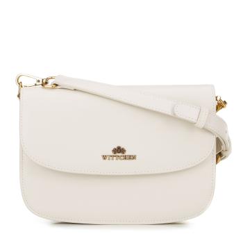 Dámska crossbody z prírodnej kože krémová 100-4E-214-0