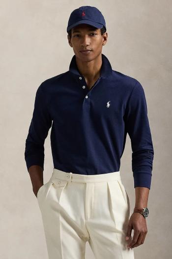 Tričko s dlhým rukávom Polo Ralph Lauren tmavomodrá farba, 710955081