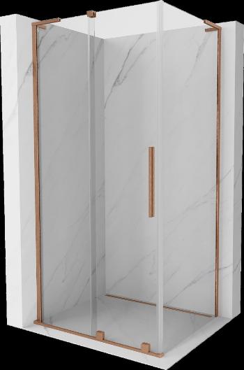 MEXEN/S - Velar L sprchovací kút, posuvné dvere 120 x 75, transparent, meď kartáčovaná 871-120-075-03-65