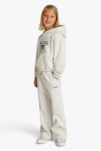 Detská mikina Tommy Hilfiger biela farba, s kapucňou, s nášivkou, KG0KG08558