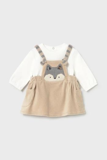 Šaty pre bábätká Mayoral Newborn béžová farba, mini, áčkový strih, 2802