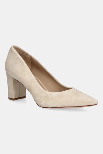 Semišové lodičky Lauren Ralph Lauren Lanette Blkh béžová farba, na podpätku, 802967743003