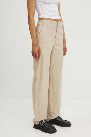Bavlnené nohavice Moschino Jeans béžová farba, rovné, vysoký pás, 0311.8219