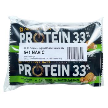 GO ON Proteínové tyčinky 33% slaný karamel 5 + 1 kus ZADARMO