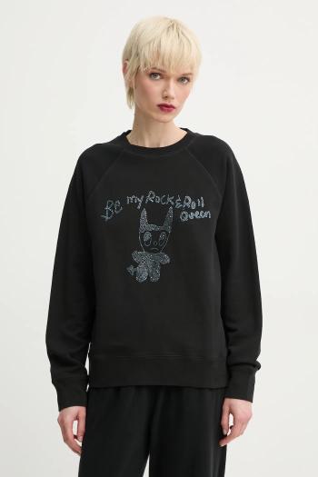 Bavlnená mikina ZADIG&VOLTAIRE dámska, čierna farba, s nášivkou, JWSS01650
